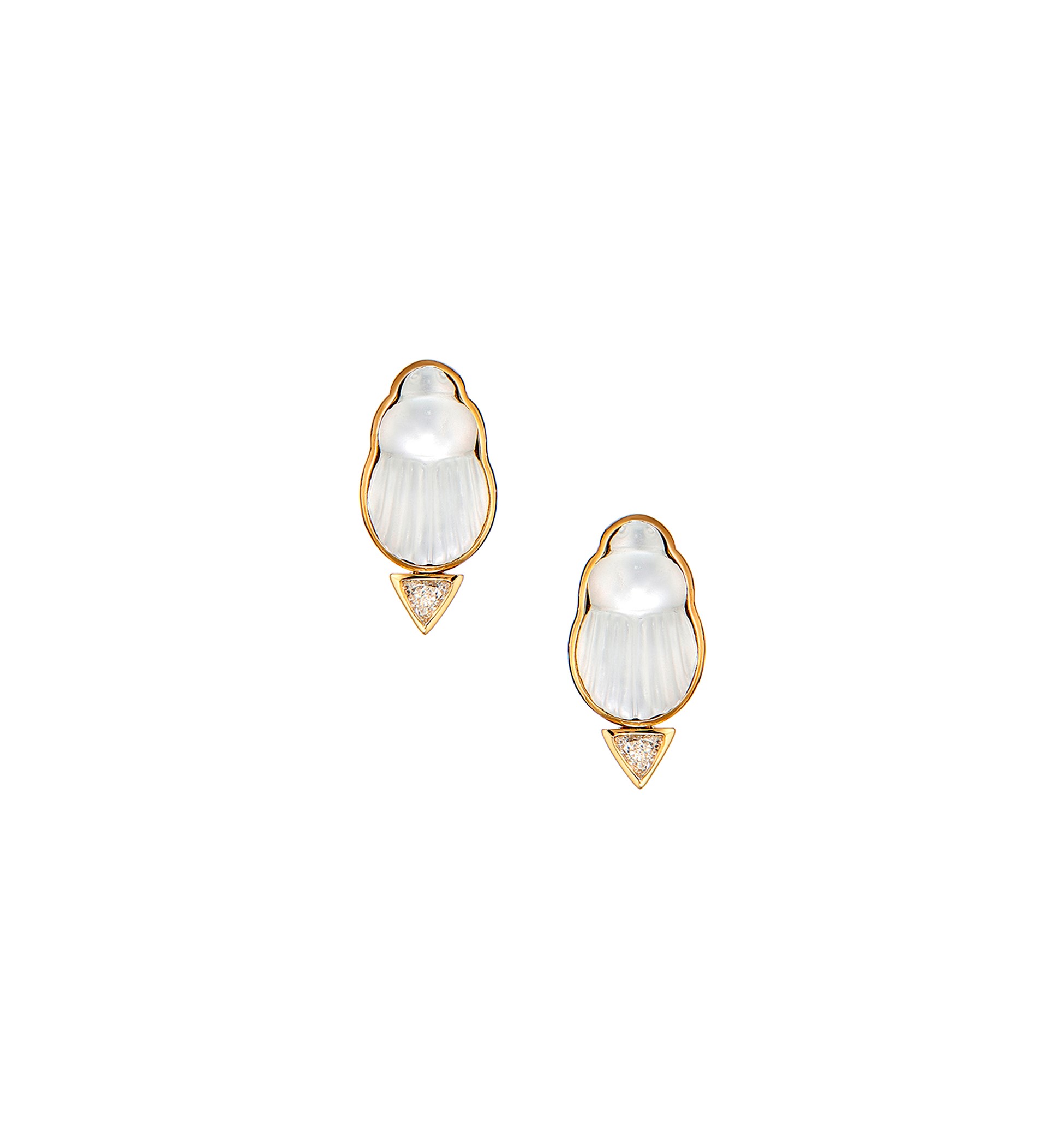 Chiara Earrings with Mother of Pearl Scarabs and White Diamonds