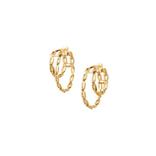 Yellow Gold Assymetric Chain Earrings