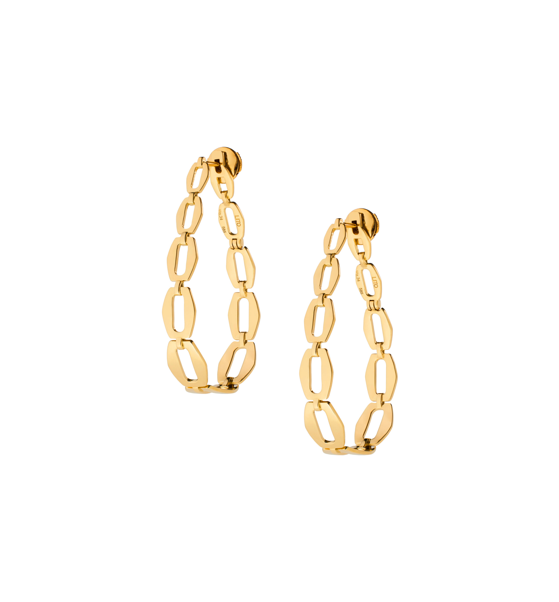 Yellow Gold Medium Oval Chain Earrings