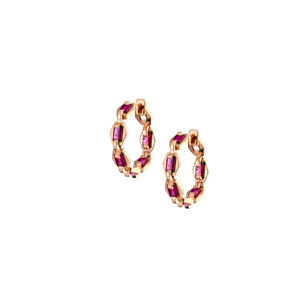 Love Small Oval Chain Ruby Earrings