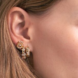 Trio Pierced Earrings with Diamonds