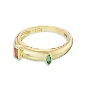 In Pair Ring with Tourmaline and Emerald