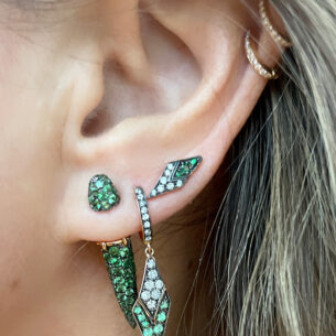 Indian Capsule Grey Diamond Earring with Tsavorites