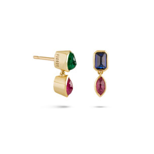 Hang Earrings with Rubies, Emerald, Sapphire