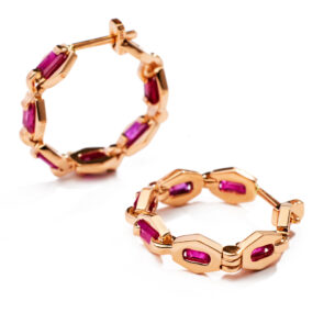 Love Small Oval Chain Ruby Earrings