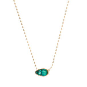Small Giada Necklace with a Small Green Chalcedony Scarab and Diamonds Lito