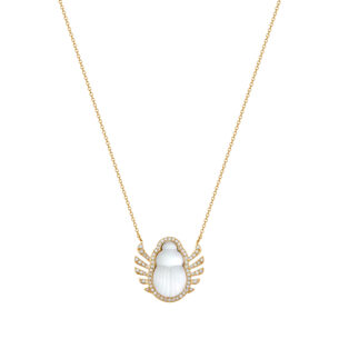 Angelica Necklace with Small Mother of Pearl Scarab and Diamonds Lito