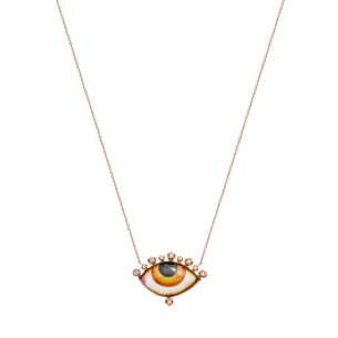 Russe Grand Ambre Diamond Necklace with Big Amber Enameled Eye Lito