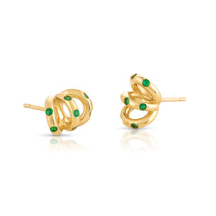 Trio Pierced Earrings with Emeralds